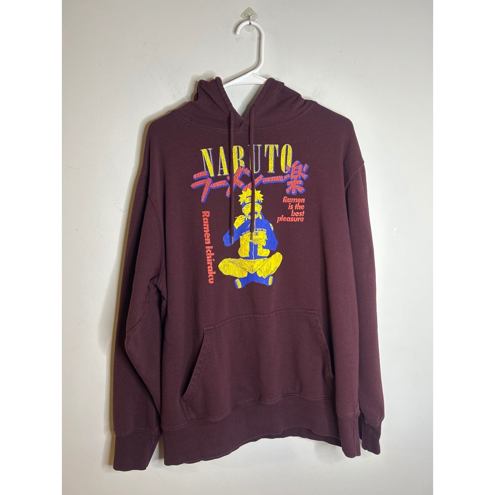 Naruto Maroon Ramen Graphic Hoodie Mens Large